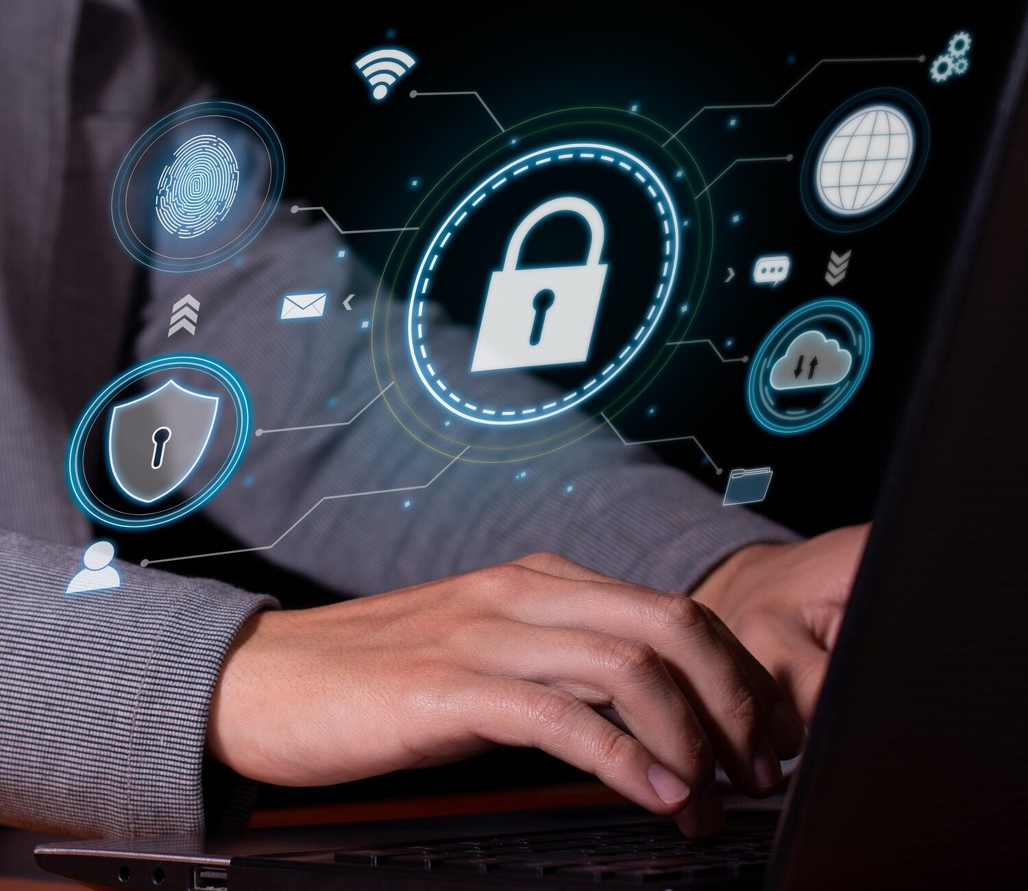 Vertical image of Advanced Cybersecurity: Encryption and Digital Data Protection,Cloud Protection.